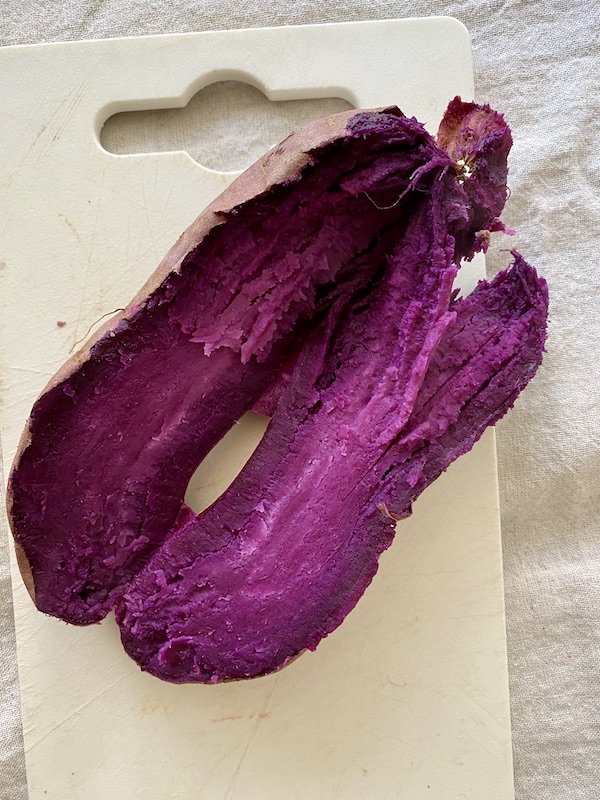 Purple Sweet Potato Cut Lengthwise